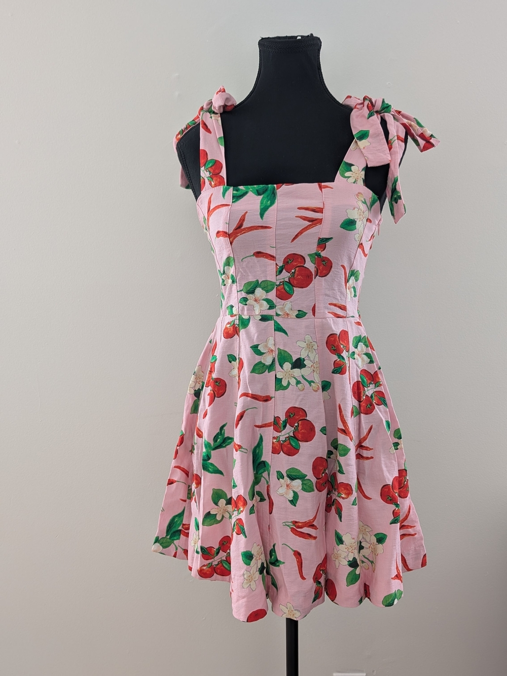 Pink Floral Tie-Shoulder Sundress